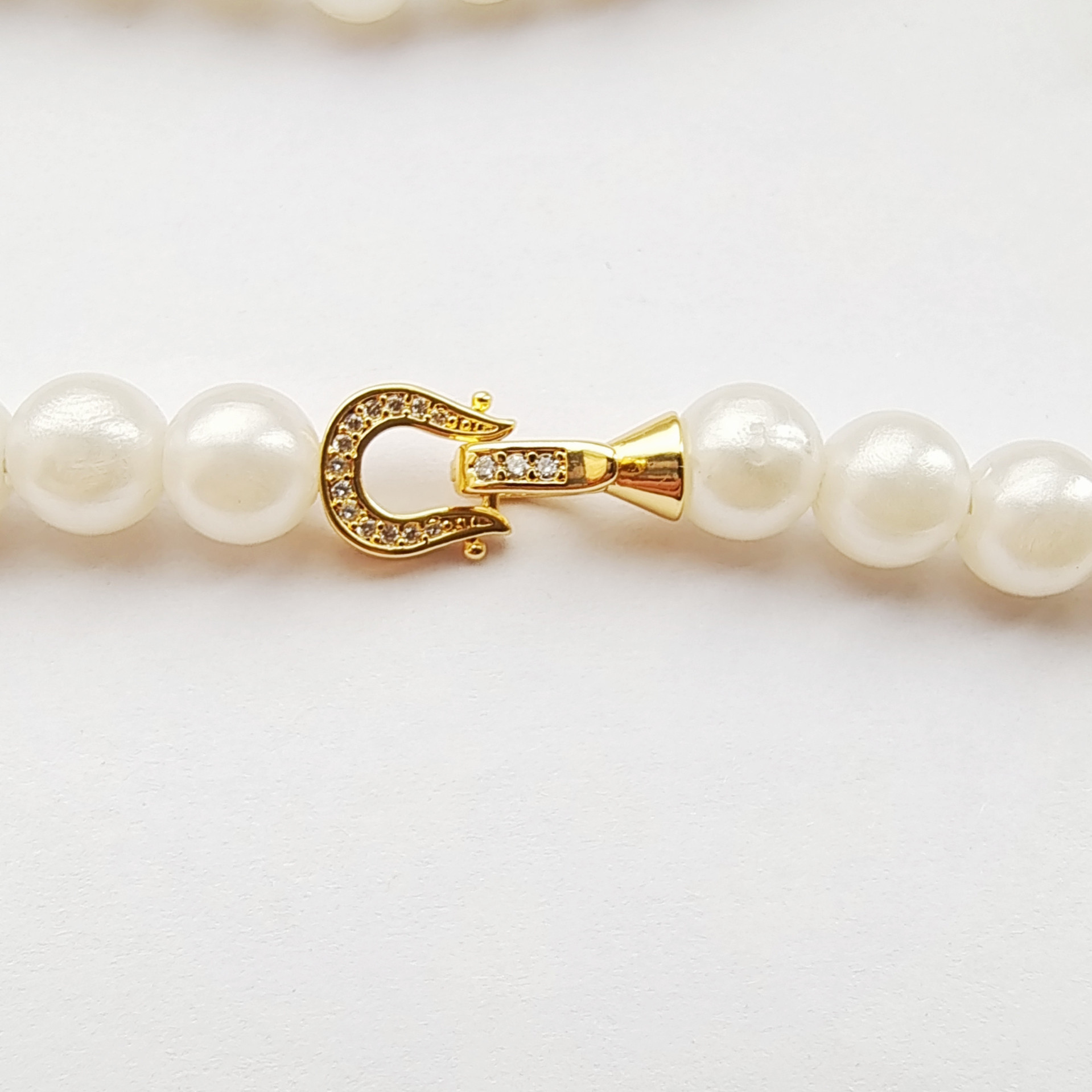 diy配件铜镀18k金珍珠饰品扣 镶锆石马蹄形项链扣手链扣头连接扣