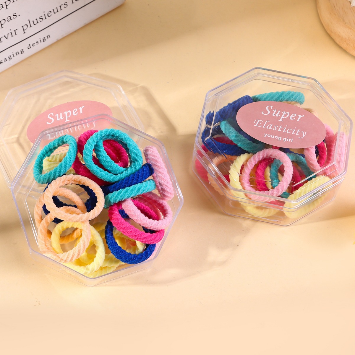 20 Pcs Boxed Cream Candy Color Little Hair Ring Children's Hair Bands Do Not Hurt Hair High Ponytail Hairtie Durable High Elasticity