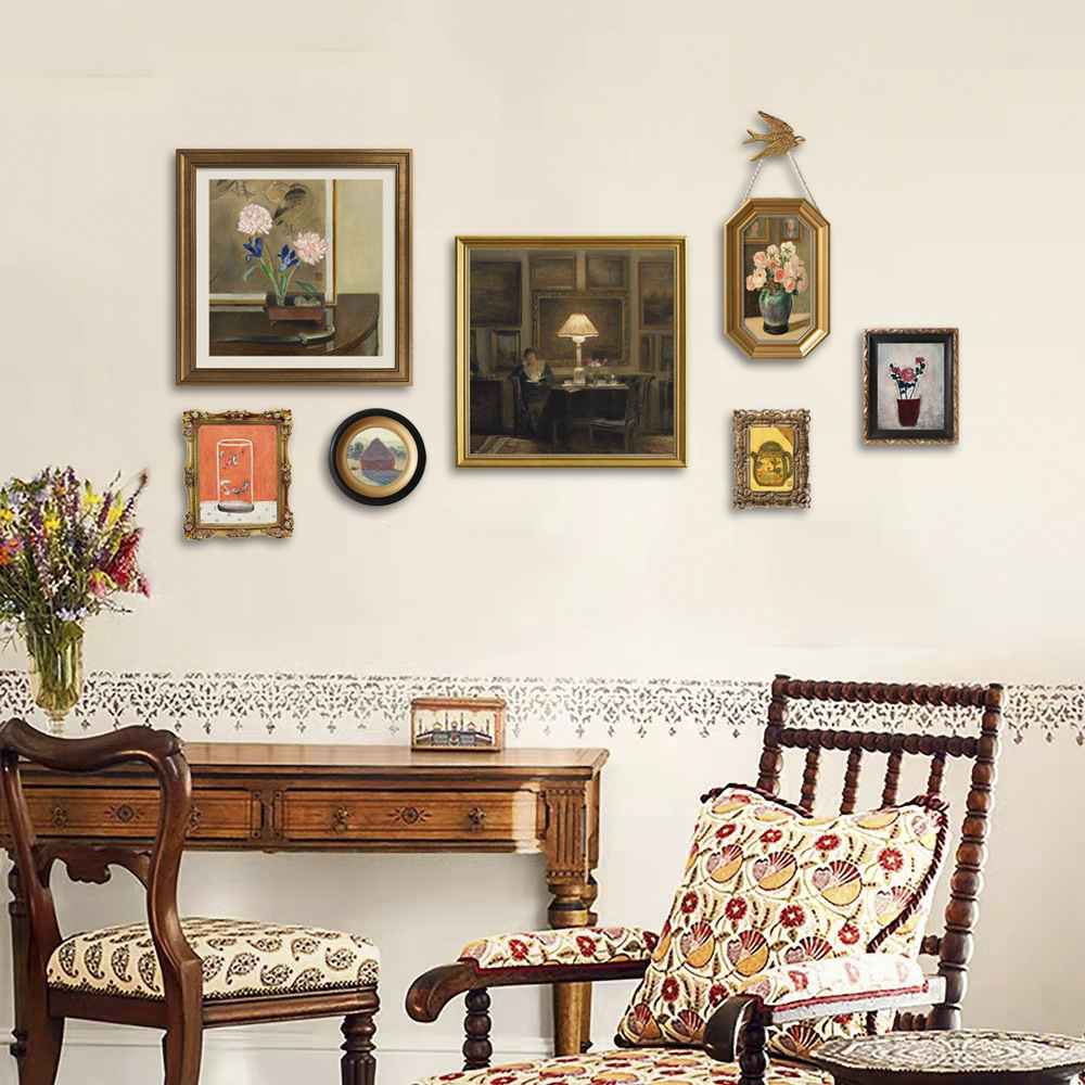 莫奈小众复古客厅沙发背景墙装饰画美式餐厅墙面挂画欧式轻奢壁画