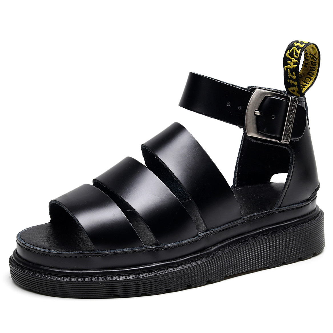 夏季blaire马丁凉鞋女士罗马搭扣露趾沙滩鞋厚底真皮鱼嘴松糕凉鞋