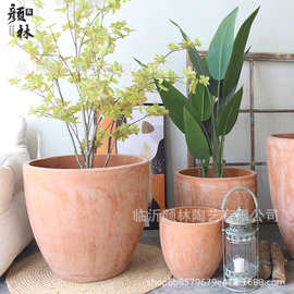 美式乡村陶盆外贸花盆出口盆罗马盆橘色栽树盆土陶缸盆粗陶土盆大