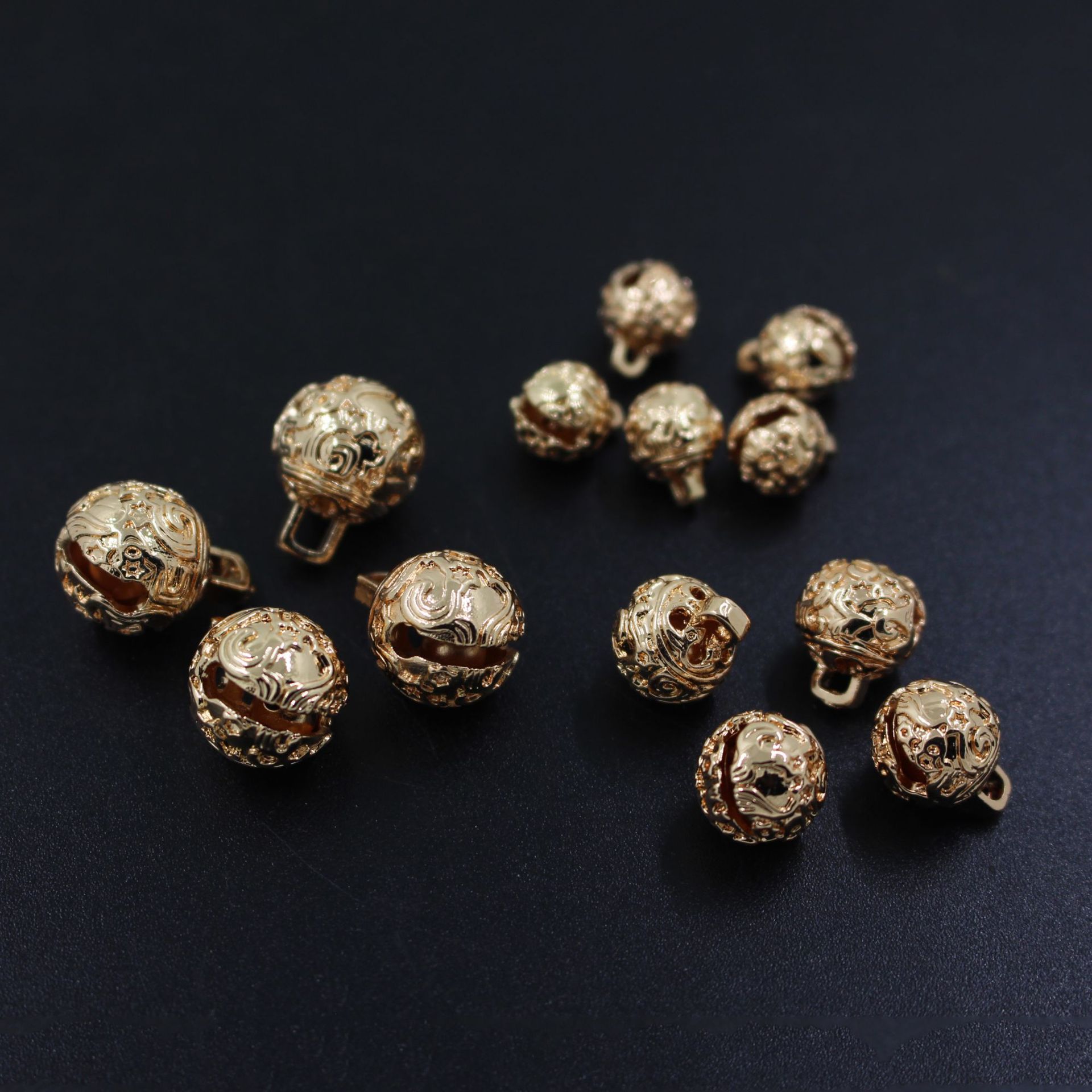 diy饰品配件 铸铜12/10/8mm花纹铃铛吊坠 挂件 古风饰品材料