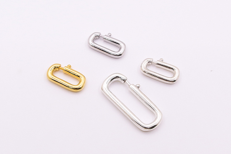 s925纯银方形圆环弹簧扣diy项链手链万能连接扣回形扣长方扣子