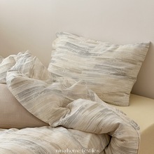 双层纱布四件套柔软纯棉全棉裸睡床单被罩日式简约高级感1.8床品