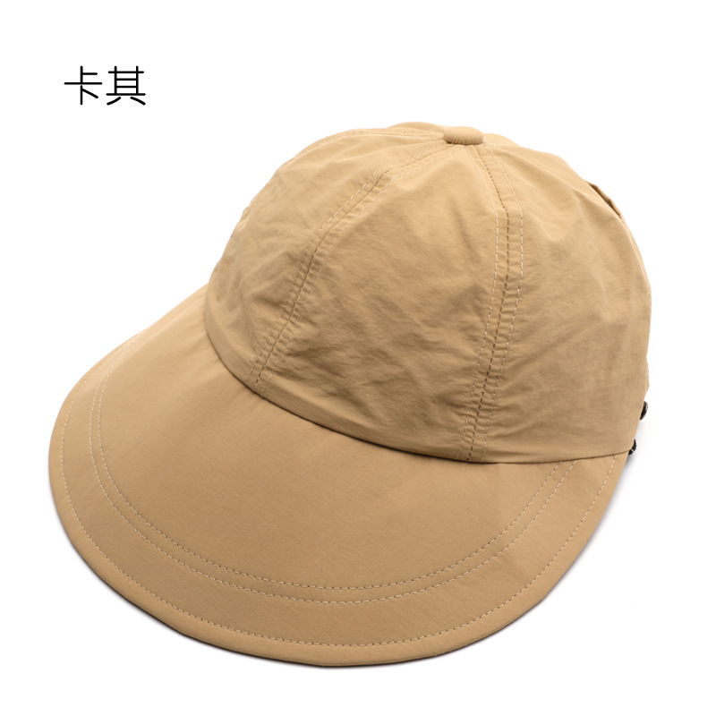 Hat Female Spring and Summer Solid Color Light Board Big Brim Foldable Peaked Cap Outdoor Travel Riding Sun Protection Sun Hat