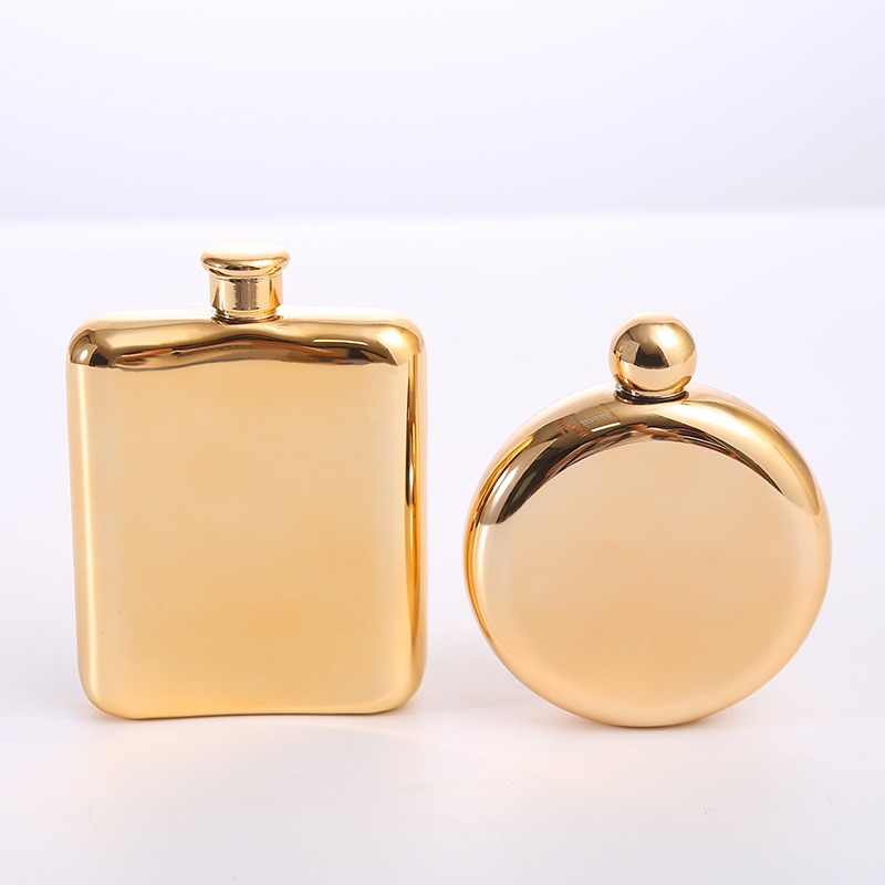 厂家直供304不锈钢加厚小酒壶6oz异型随身酒壶户外便携圆形酒瓶