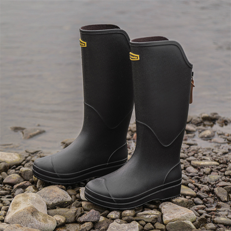 New Cross-Border Knee-High Rain Boots Women's Fashion Couple Rain Boots Men's Waterproof Non-Slip Water Shoes Outdoor Long Rubber Shoes