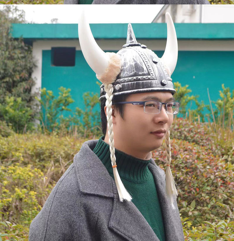 创意个性牛角维京帽子派对帽奇葩个性海盗牛角帽海盗维京人胡子帽