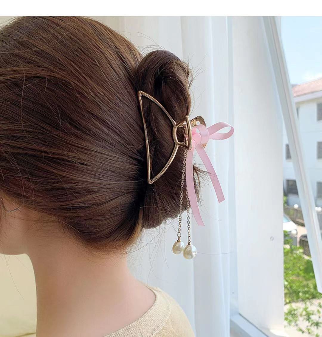 新款古风汉服头饰 金属抓夹后脑勺流苏发夹 韩式超仙气质蝴蝶配饰