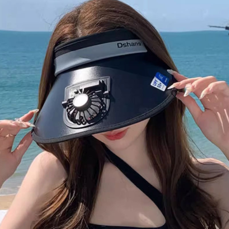 充电风扇帽子大帽檐防紫外线空顶遮阳太阳帽https://yiwuzundouwanju