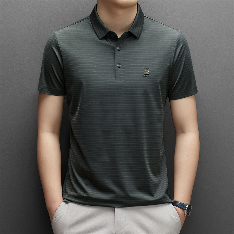 正品2024夏季新款男士韩版翻领印花polo衫薄款打底短袖t恤弹力男