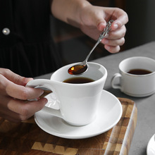 纯白色陶瓷咖啡杯套装简约家用小杯碟勺套具欧式商用酒店杯子