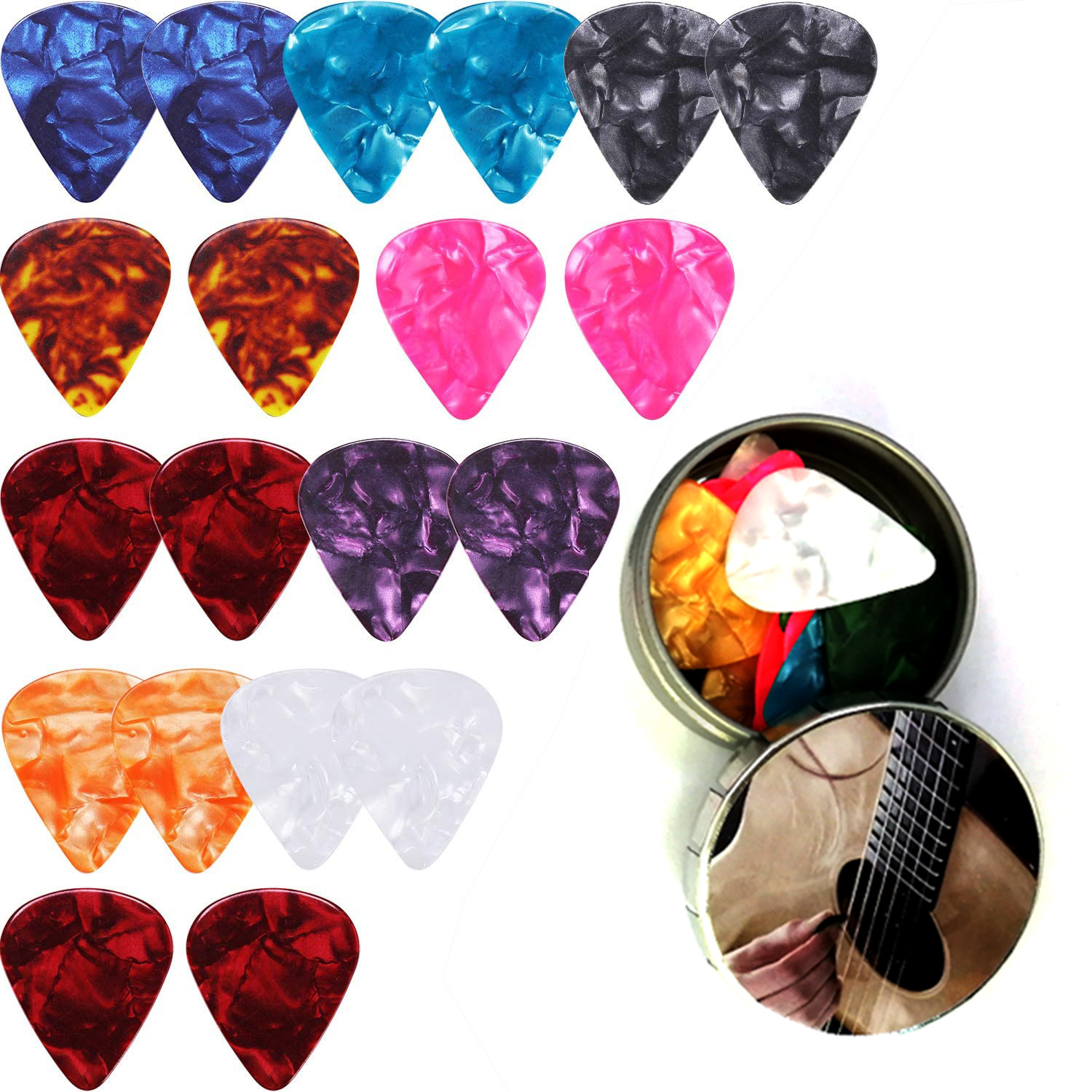 16片盒装赛璐璐拨片民谣吉他尤克里里拨片弹片赛璐璐拨片乐器配件