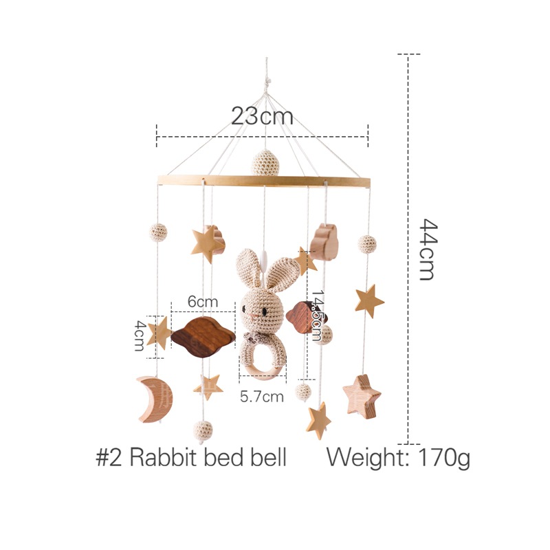 Cross-Border Hot Selling Newborn Baby Comforter Bed Bell Hanging Baby Sleep Companion Wind Chimes Rotatable Educational Rattle Toys