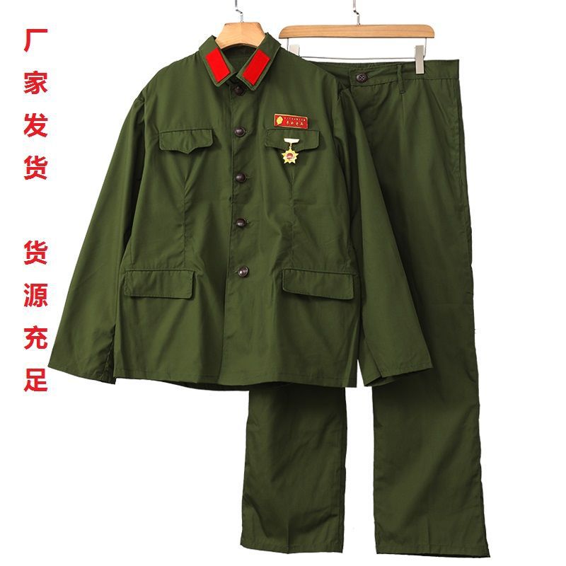 正宗65式军套装老式解放军退伍军装涤卡的确良怀旧聚会军绿色