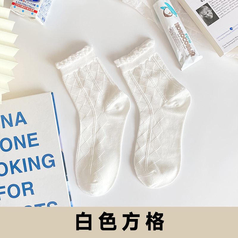 JK Socks Women's Mid Tube Stockings Spring and Summer Thin White Lolita Japanese Cute Pure Cotton Socks Hot Sale Zhuji Wholesale