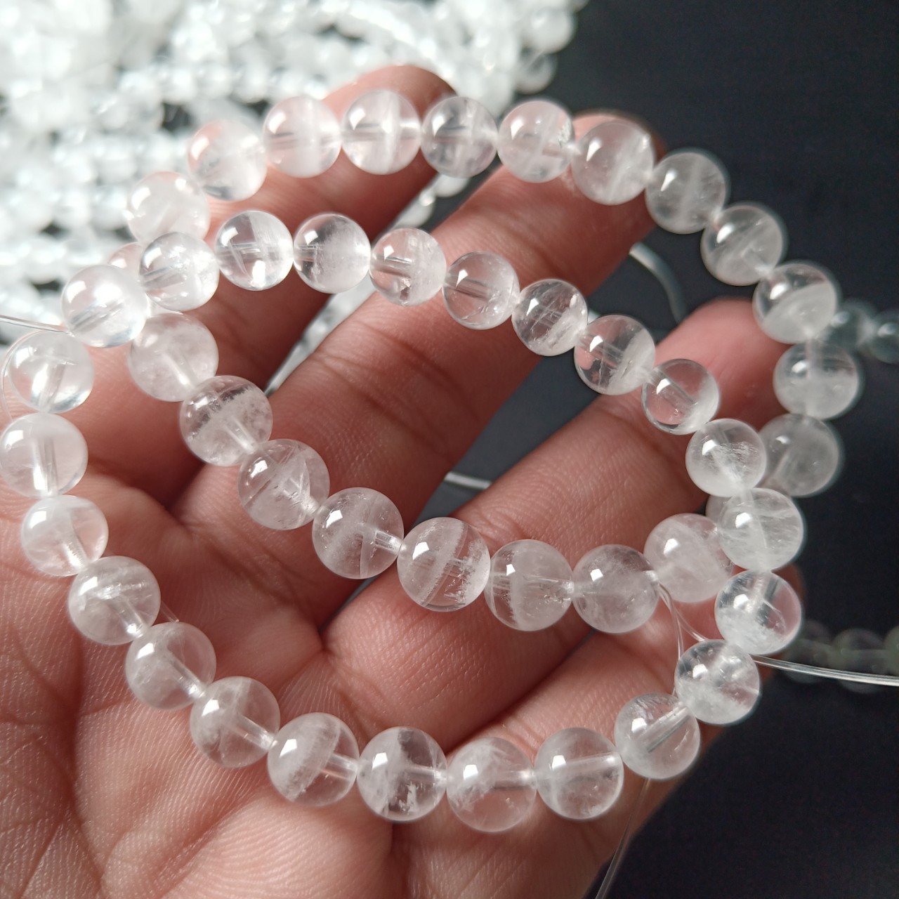 巴西正品天然白兔毛水晶手链西瓜聚宝盆白幽灵白发手串招财转运女