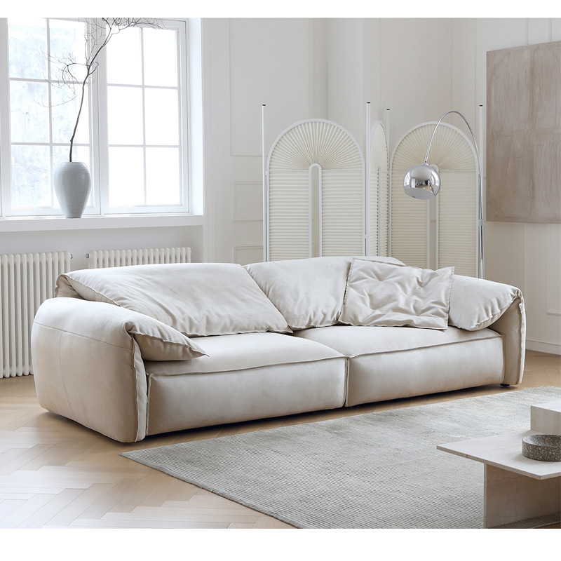 baxter大象耳朵沙发奶油色系别墅设计师磨砂布布艺沙发