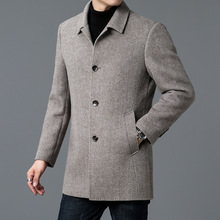 专柜品质羊毛外套23冬季可拆羽绒内胆大牌风衣男士双面呢羊绒大衣