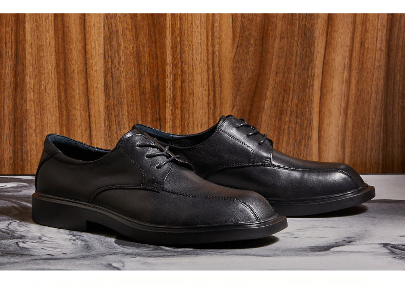 潮流商务软底休闲男单皮鞋春夏新款透气真皮系带英伦风圆头小皮鞋