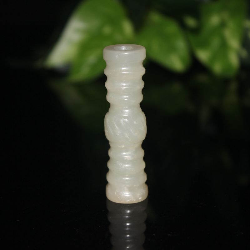 古玩老玉仿古老岫玉玉琮挂件 古玉圆柱桶珠批发 老玉玉琮收藏品