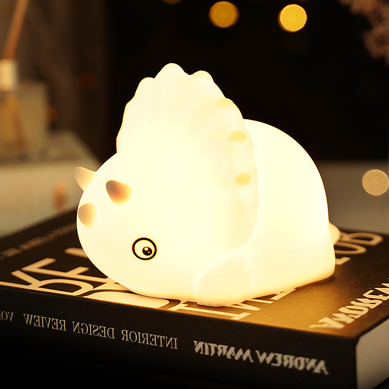 Creative Stall Small Night Lamp Night Light Tricerops Silicone Light Color Nursing Children Eye Protection Bedside Lamp
