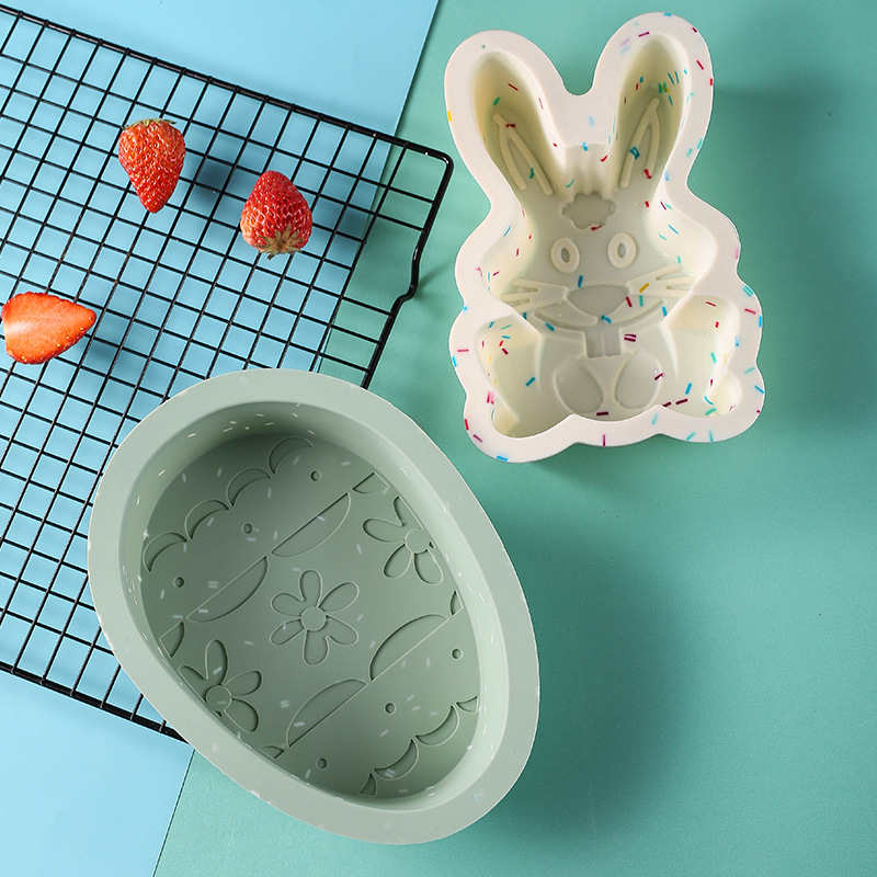 New Easter Dinosaur Egg Rabbit Baking Cake Plate Mold High Temperature Resistant Diy Tool Silicone Cake Mold