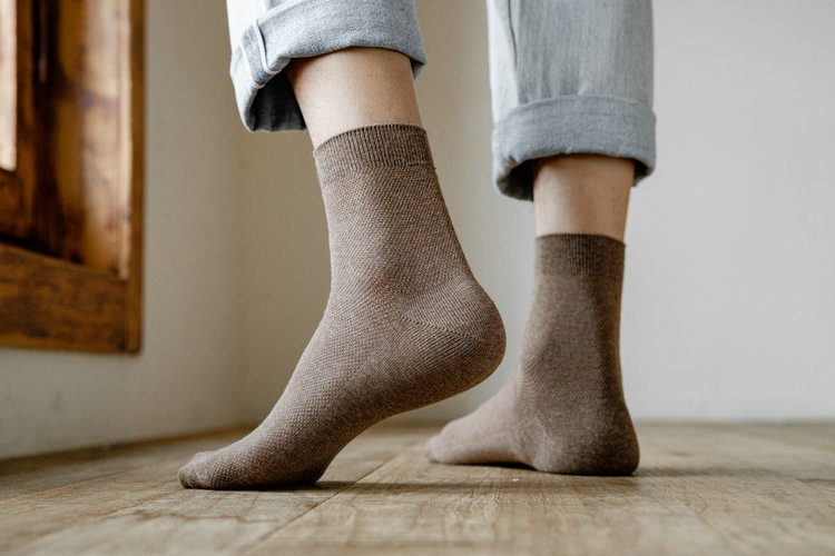 优の靴下纯棉双针98%棉透气网眼薄款男式中筒袜子21807