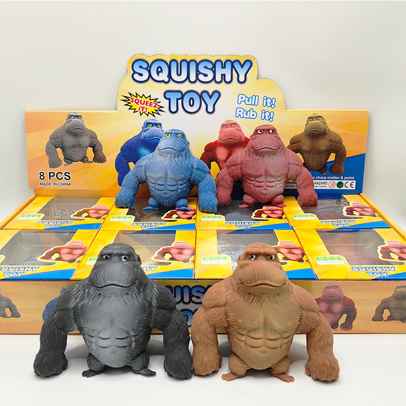 Internet Celebrity Mr. Wang Decompressed Gorilla to Relieve Boredom and Vent Useful Tool for Pressure Reduction Children Lala Monkey Squishy Toys