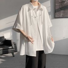 新中式国风白色衬衫男夏季高级感痞帅短袖衬衣设计感唐装休闲外套