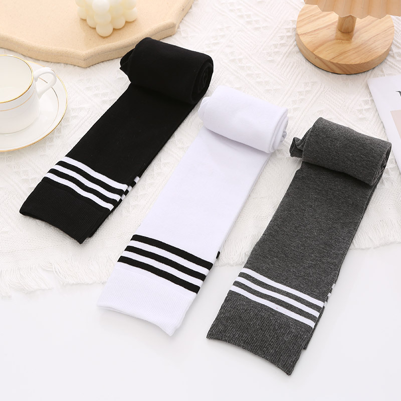 Women's Socks Knee Socks Hold-Ups Calf Compression Stockings Long Cotton Socks College Style Sports Three Bars Cotton Socks Factory Wholesale