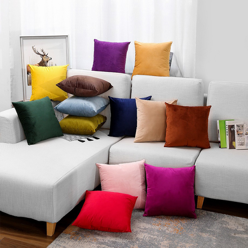北欧insif风纯色天鹅绒丝绒荷兰绒沙发靠垫抱枕套不含芯 现货供应