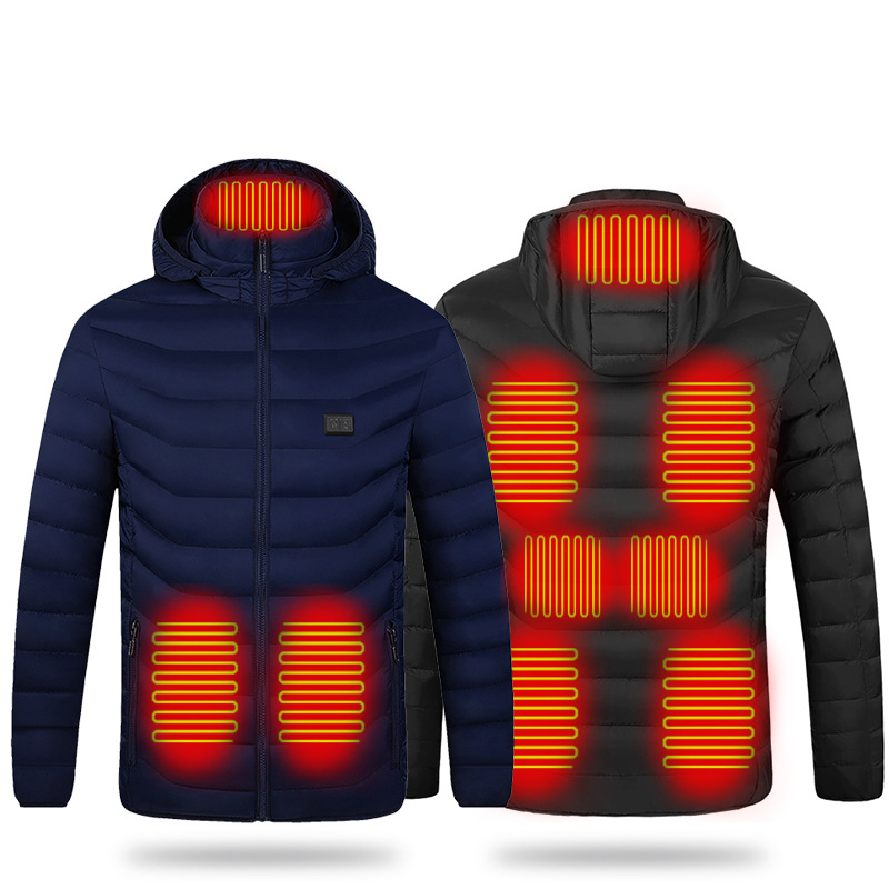 外贸新款男女智能充电发热服冬季usb供电恒温三挡双控开关棉衣男