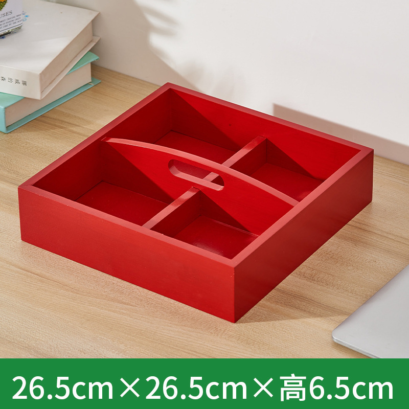 Living Room Wooden Tray Leisure Snack Dried Fruit Plate Polygon Pastry Bread Tray Compartment Snack Storage Box