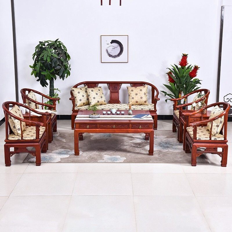 家具缅甸花梨实木沙发中式客厅沙发椅组合明清古典仿古 八件套