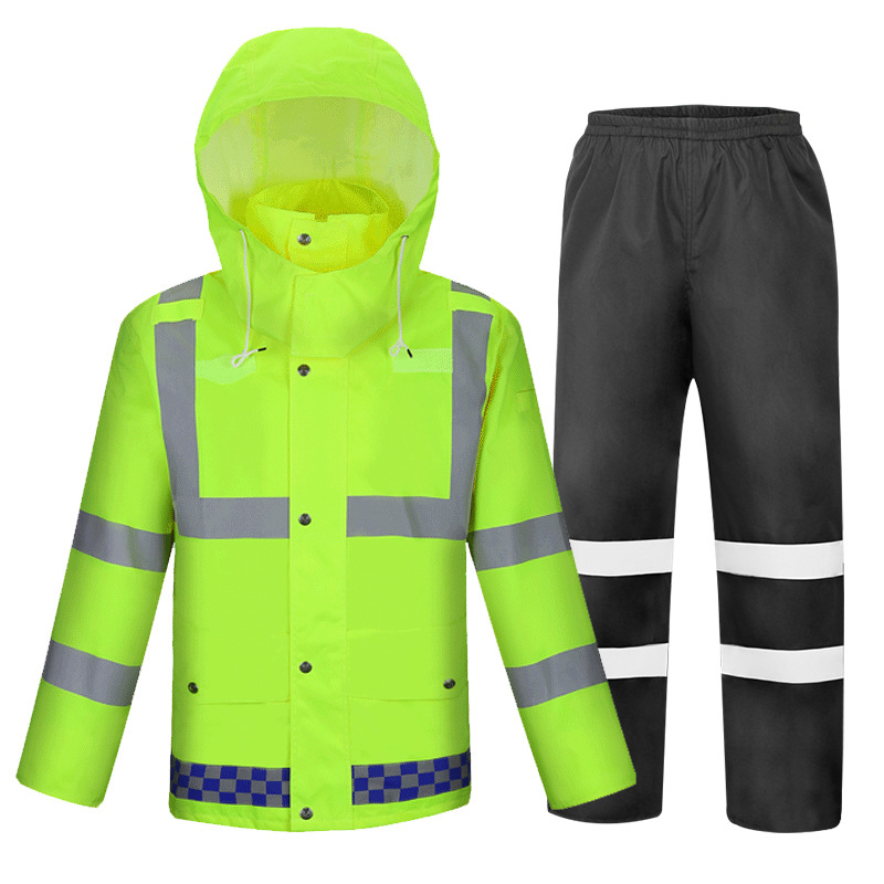 Wholesale Sanitation and Labor Protection Split Reflective Raincoat Rain Pants Suit Adult Traffic Duty Emergency Body Rain-Proof Clothes