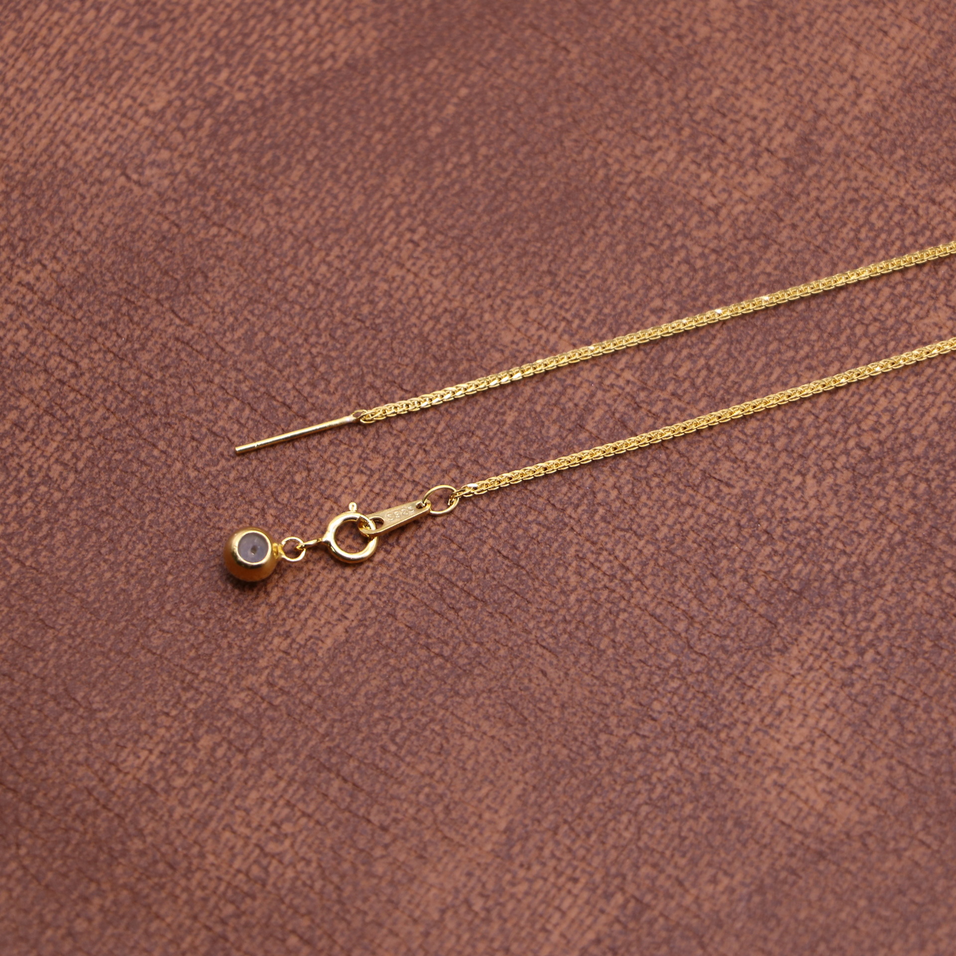 s925银针式通体银链子s925银带针肖邦链s925银带针盒子链可穿珠子