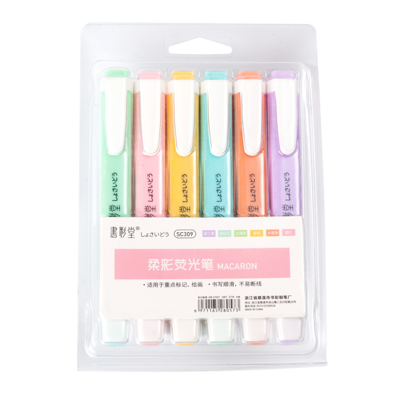 Factory Spot Direct Sales Mark Key Point Hand Account Pen Children's Painting Graffiti Candy Light Color Series 6 Colors Fluorescent Pen