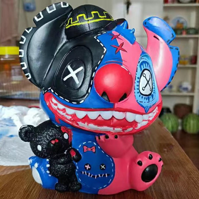 小红书爆款涂鸦史迪仔涂色娃娃彩绘皮卡丘上色搪胶diy手工玩具女