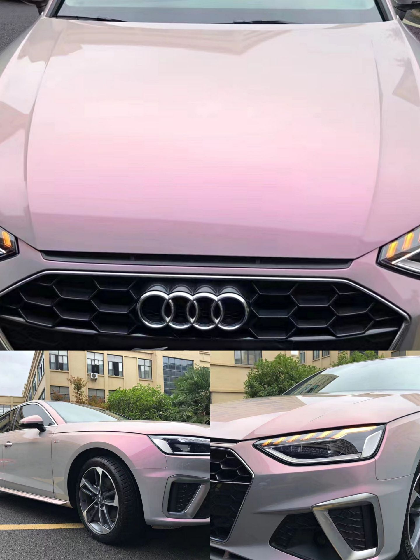 双色梦幻火山灰汽车改色膜全车衣model3液态金属银幻紫贴膜紫魅蓝