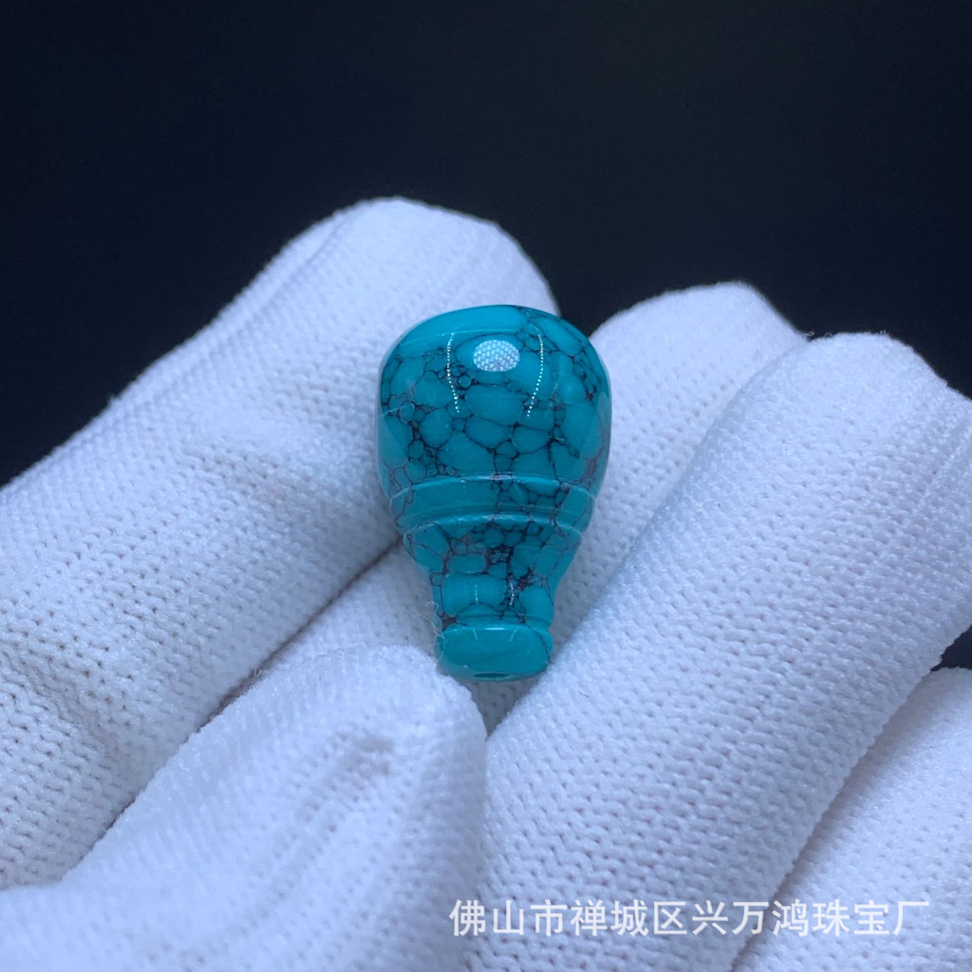 菱镁矿二代优化绿松石高瓷高色网花水草纹三通文玩配饰-阿里巴巴