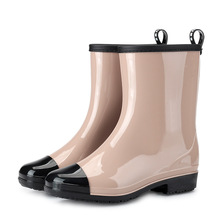 跨境新款时尚防滑防水雨鞋女式中筒果冻雨靴水靴成人保暖加棉水鞋