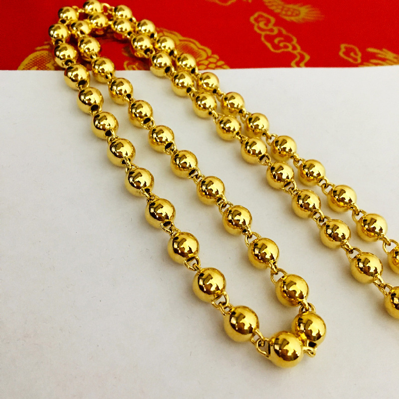 64成交2件黄金字母转运珠纯金手链男吊坠女款999足金情侣手绳金项链