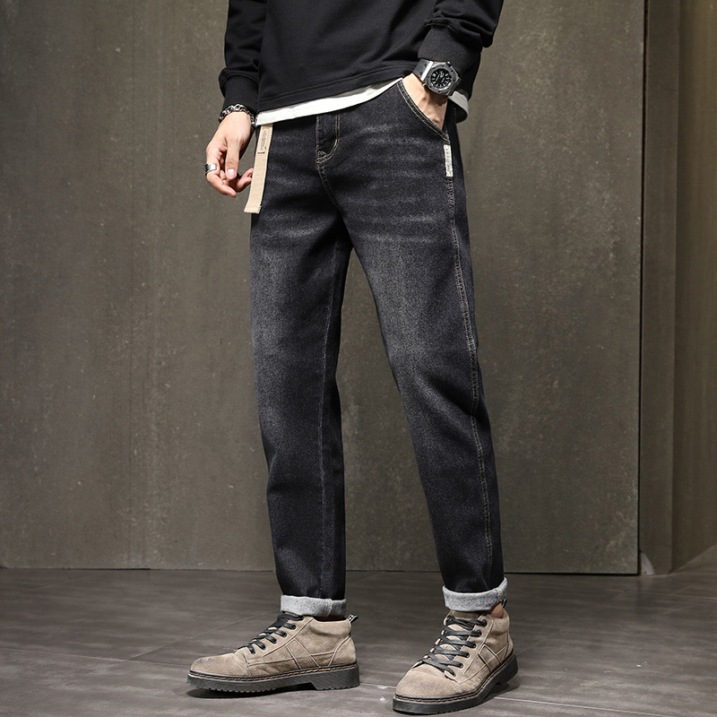 Jeans Men's 2023 Autumn New Korean Style Fashion Brand Elastic Straight Jeans All-Matching Casual Pants Men's Pants