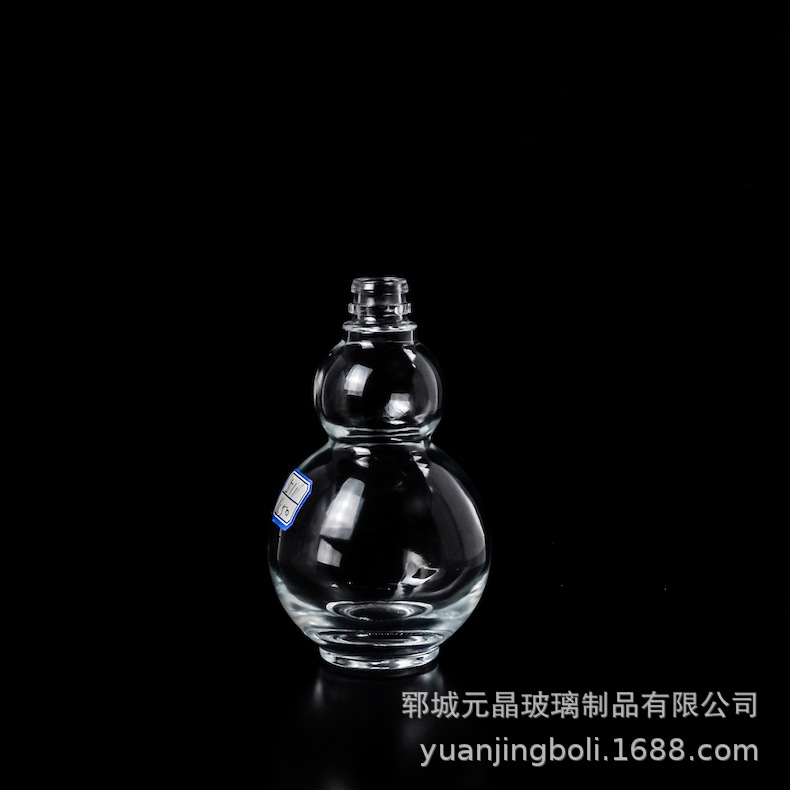 产地货源450ml白酒瓶晶白料厚底玻璃瓶 中国风宝葫芦形药酒瓶