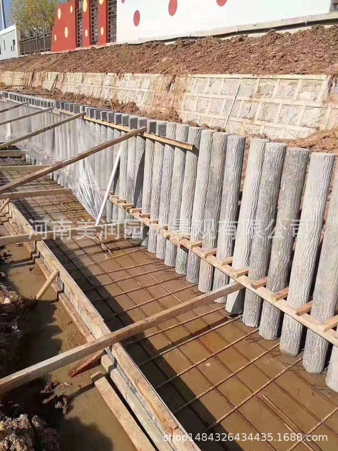02水泥混凝土河道护坡桩仿木桩河堤坝防洪护岸桩生态水利仿木柱子