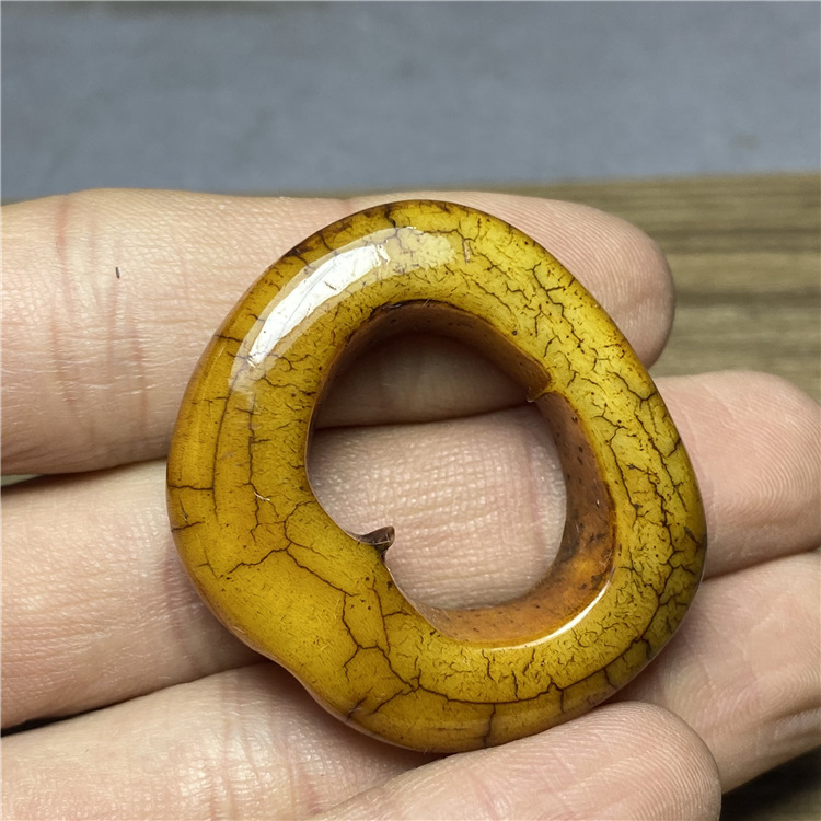 文玩杂项收藏复古牦牛骨随形牛骨头吊坠挂件文玩牦牛骨随型如意扣