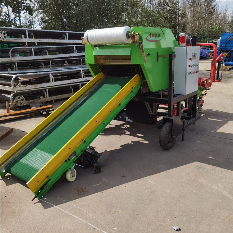 圆草捆70打包机 打包打捆自动化设备 双包膜全自动操作