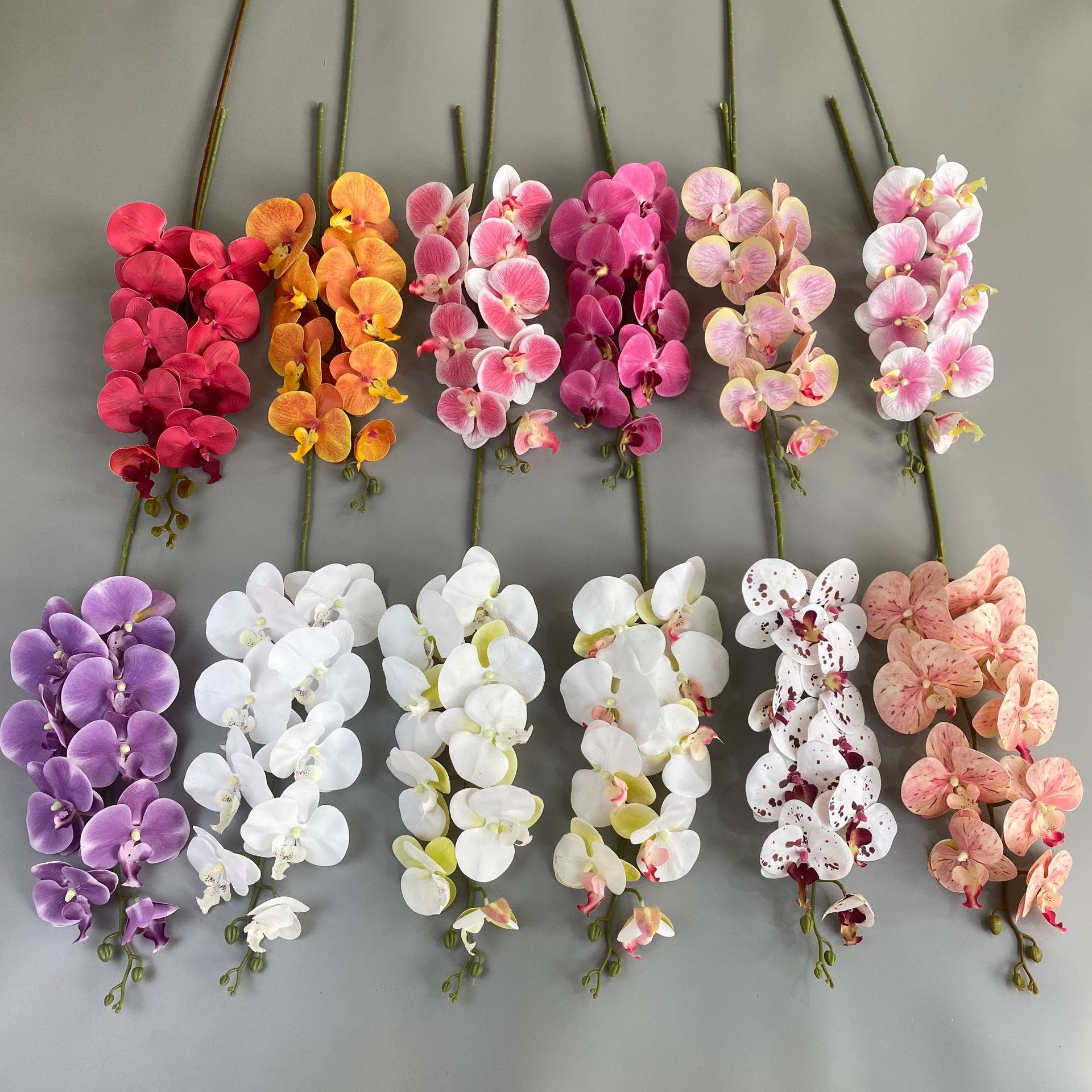 3d printing feel 9-head film phalaenopsis home wedding decoration decorative fake flower hotel flower artificial flower foreign trade