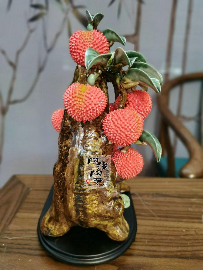 陶瓷工艺品 石湾公仔 荔枝 摆件 岭南风 中国风